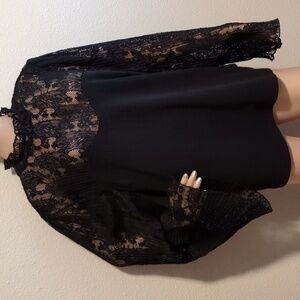 Jolie & Joy Whimsygoth Black Lace Long Sleeve Witchy Top Size 2XL